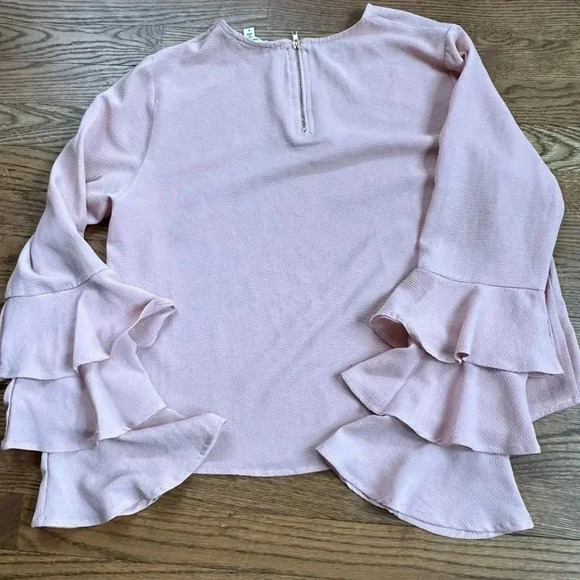 Meraki Soft Pink Ruffle Sleeve Top Size Large - Picture 9 of 10